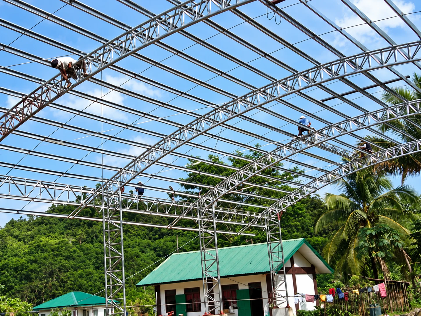 Wide-Span Industrial Factory Shed Framing