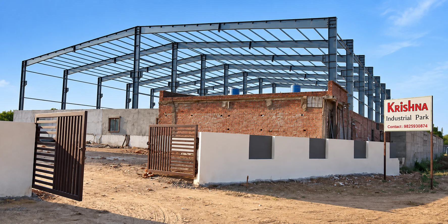 Panoramic Industrial Steel Building Skeleton